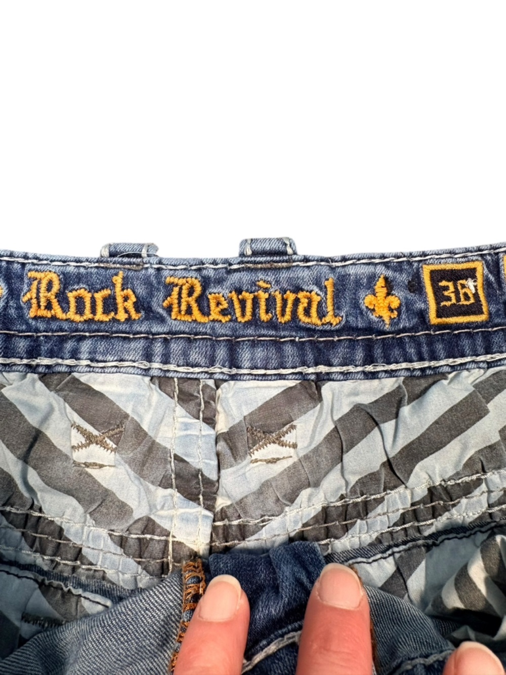 Rock Revival Jeans Men’s 36 Bootcut Distressed Lightwash Embroidered Edgy Y2K - Picture 7 of 14